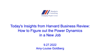 9.27.22 Today’s Insights from Harvard Business Review: How to Figure out the Power Dynamics in a New Job