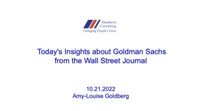 10.21.22 Today’s Insights about Goldman Sachs from the Wall Street Journal