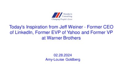 28.02.2024 Today’s Inspiration from Jeff Weiner – Former CEO of LinkedIn, Former EVP of Yahoo and Former VP at Warner Brothers